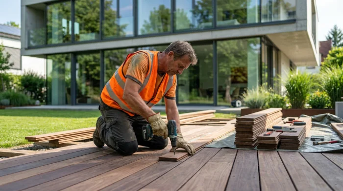 Professioneller Terrassenbau in München Holz und Stein
