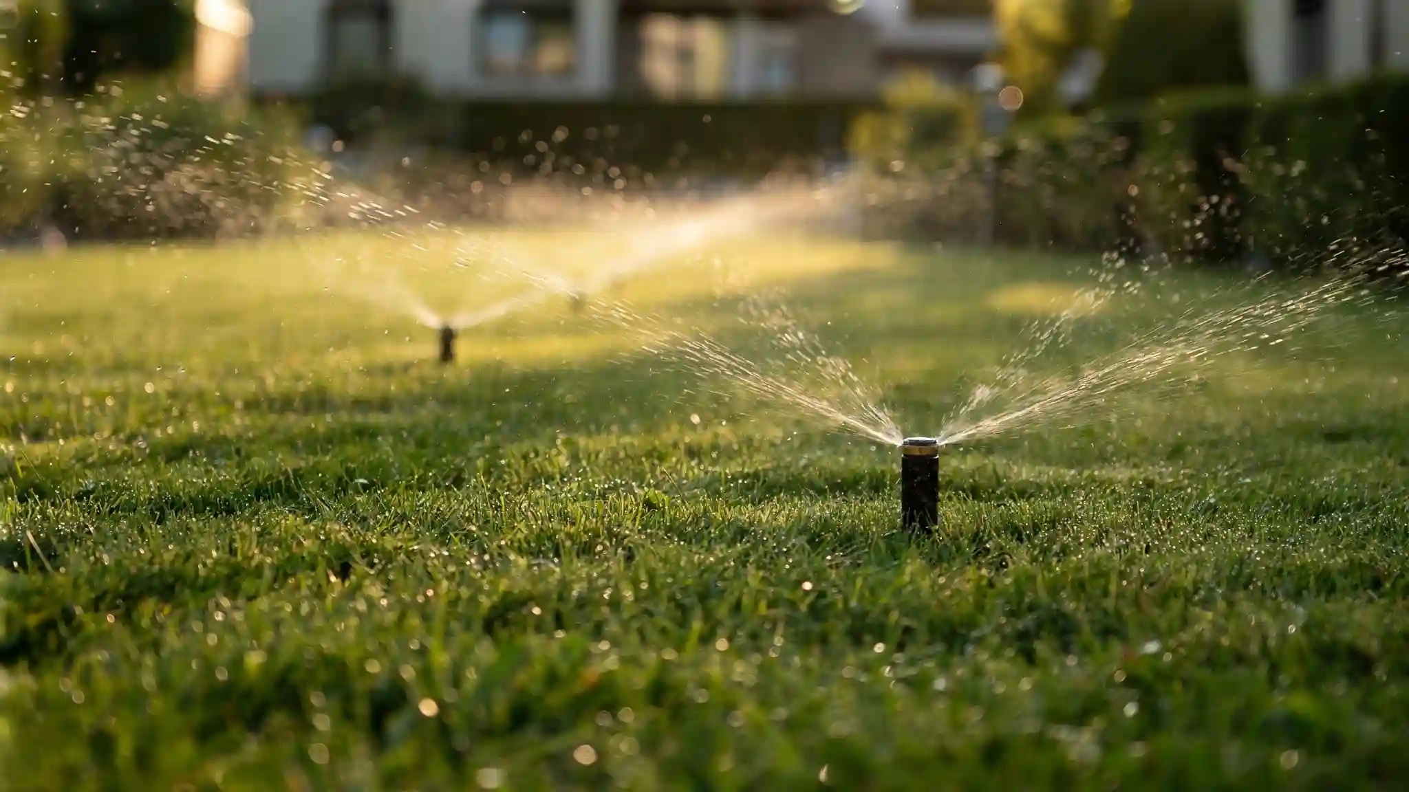 Versenkregner bei der Gartenbewässerung im Einsatz – automatische Beregnungsanlage München